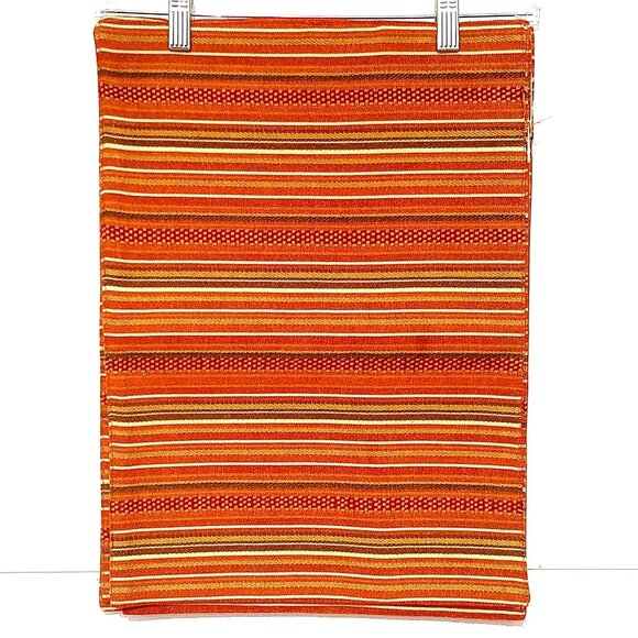 Vintage Table Placemats Set of 6 Rust Green Brown Earthtone Striped Cotton Blend - Picture 1 of 7